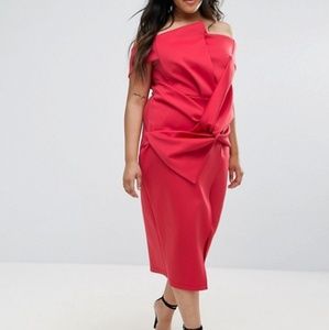 Asos red scuba material dress